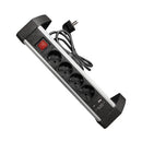 Extensão Eléctrica Alumínio KUIPER | 4 x Schuko | 1 x Usb type-A | 1 x Usb type-C| On/Off Luz |  1.5M