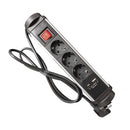 Extensão Eléctrica Alumínio KUIPER  | 3 x Schuko | 1 x Usb type-A | 1 x Usb type-C| On/Off |  1.5M