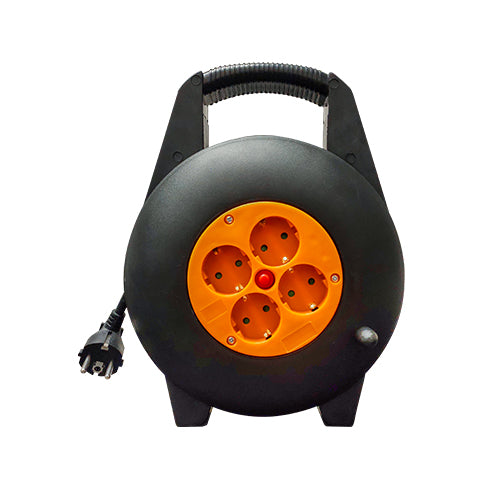 Cabo De Rolo De Extensão Eléctrica Kuiper  | 4 x Schuko | Protecção Sobrecarga | 10M