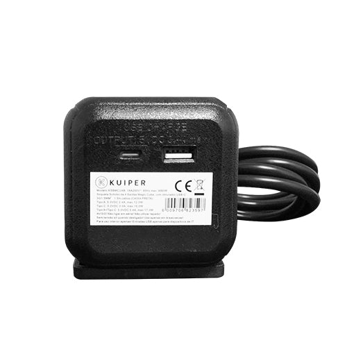 Cubo Preto De Tomadas C/ Extensão Kuiper | 4 x Schuko | 1 x Usb type-A | 1 x Usb type-C |  1.5M